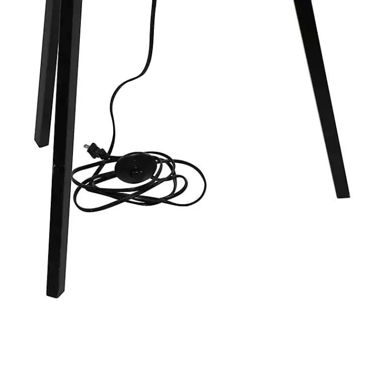 Kirklands Home Floor Lamps|Industrial Tripod Wooden Floor Lamp Ivory