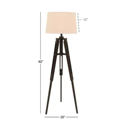 Kirklands Home Floor Lamps|Industrial Tripod Wooden Floor Lamp Ivory