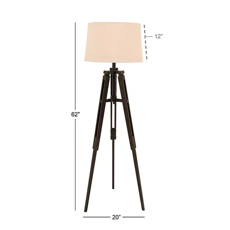 Kirklands Home Floor Lamps|Industrial Tripod Wooden Floor Lamp Ivory