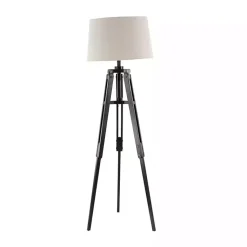 Kirklands Home Floor Lamps|Industrial Tripod Wooden Floor Lamp Ivory