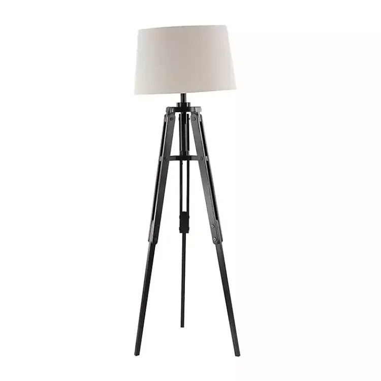 Kirklands Home Floor Lamps|Industrial Tripod Wooden Floor Lamp Ivory