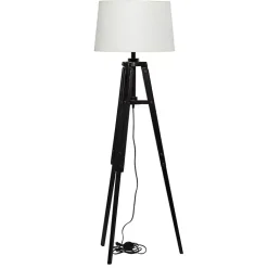 Kirklands Home Floor Lamps|Industrial Tripod Wooden Floor Lamp Ivory