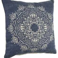Intricate Medallion Navy and Cream Pillow Pillows