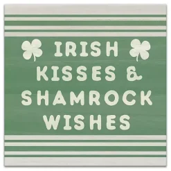 Sale Irish Kisses & Shamrock Wishes Canvas Art Print St Patricks Day Decorations