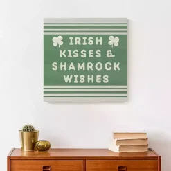 Sale Irish Kisses & Shamrock Wishes Canvas Art Print St Patricks Day Decorations