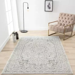 Kirklands Home Area Rugs|Isabella Gray and Ivory Area Rug, 5x7