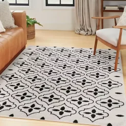 Kirklands Home Area Rugs|Ivory & Black Quatrefoil Indoor/Outdoor Rug, 4x6