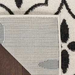 Kirklands Home Outdoor Rugs|Ivory & Black Quatrefoil Indoor/Outdoor Rug, 5x7