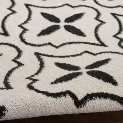 Kirklands Home Outdoor Rugs|Ivory & Black Quatrefoil Indoor/Outdoor Rug, 8x10