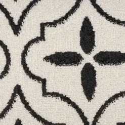 Kirklands Home Outdoor Rugs|Ivory & Black Quatrefoil Indoor/Outdoor Rug, 8x10