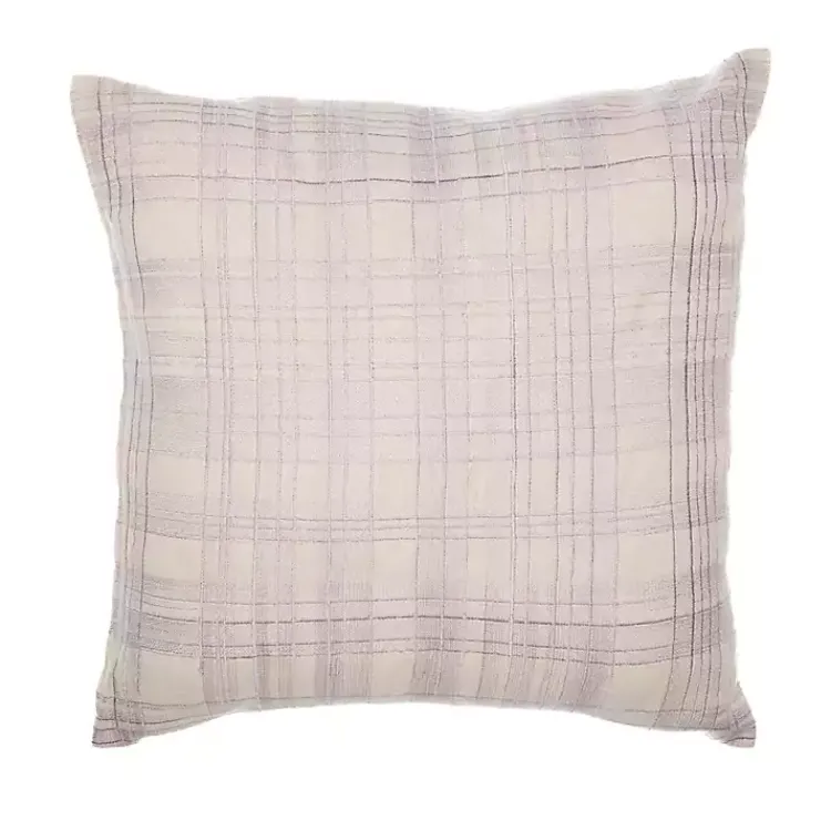 Ivory & Lilac Handwoven Plaid Throw Pillow Pillows