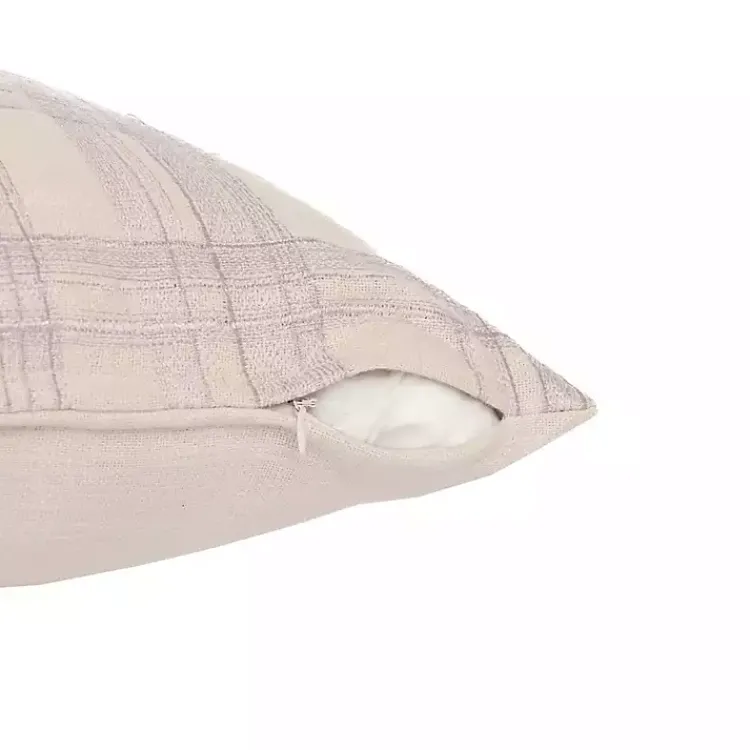 Ivory & Lilac Handwoven Plaid Throw Pillow Pillows