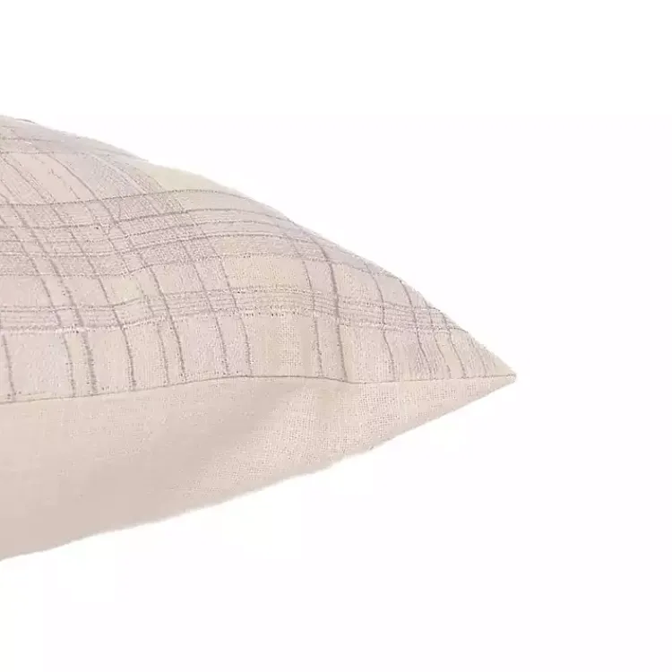 Ivory & Lilac Handwoven Plaid Throw Pillow Pillows