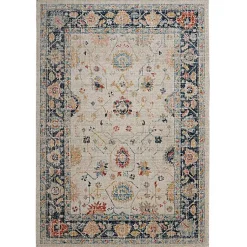 Kirklands Home Area Rugs|Ivory and Blue Traditional Floral Area Rug, 5x7