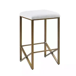 Kirklands Home Bar Stools & Counter Height Stools|Ivory and Gold Backless Counter Stool White