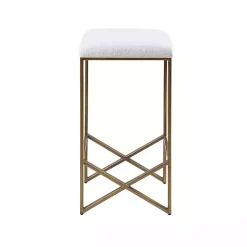 Kirklands Home Bar Stools & Counter Height Stools|Ivory and Gold Backless Counter Stool White