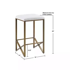 Kirklands Home Bar Stools & Counter Height Stools|Ivory and Gold Backless Counter Stool White