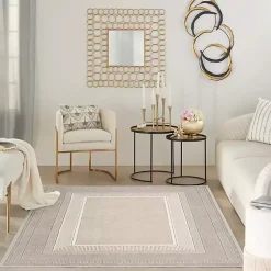 Kirklands Home Area Rugs|Ivory and Gold Modern Glam Area Rug, 5x7
