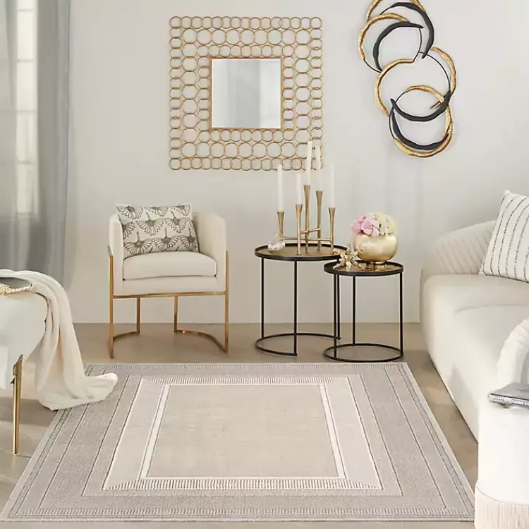 Kirklands Home Area Rugs|Ivory and Gold Modern Glam Area Rug, 5x7