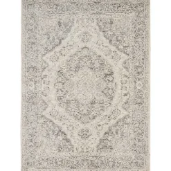 Kirklands Home Area Rugs|Ivory and Gray Oushak Medallion Area Rug, 5x7