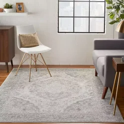 Kirklands Home Area Rugs|Ivory and Gray Oushak Medallion Area Rug, 5x7