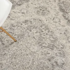 Kirklands Home Area Rugs|Ivory and Gray Oushak Medallion Area Rug, 6x9