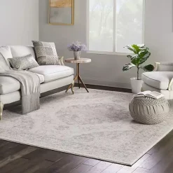 Kirklands Home Area Rugs|Ivory and Gray Oushak Medallion Area Rug, 8x10