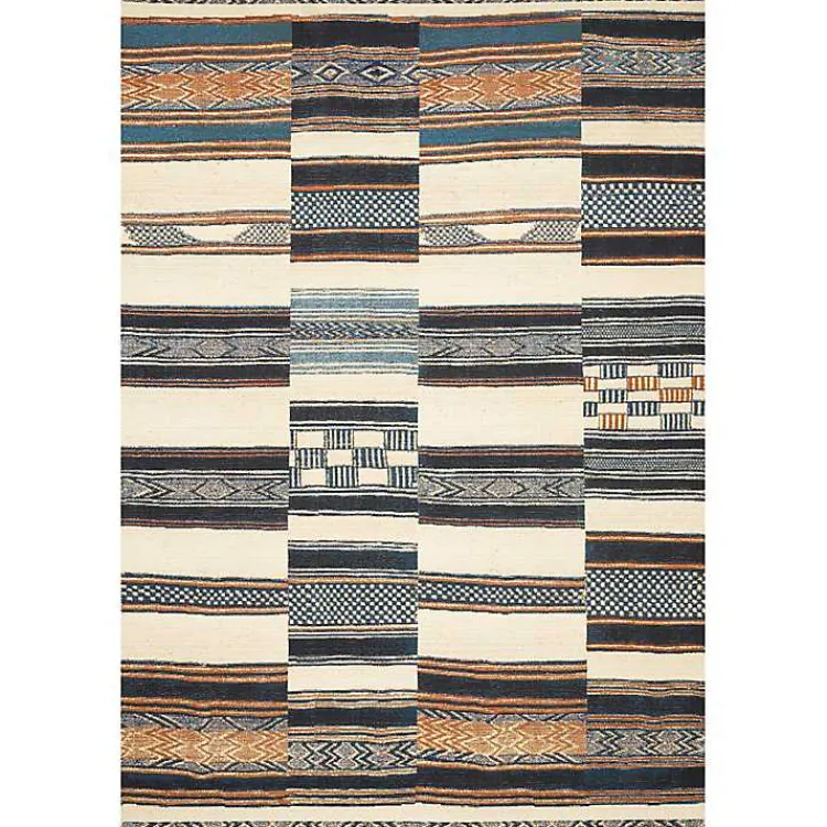 Kirklands Home Outdoor Rugs|Ivory and colored Tribal Outdoor Rug, 7x11 Multi