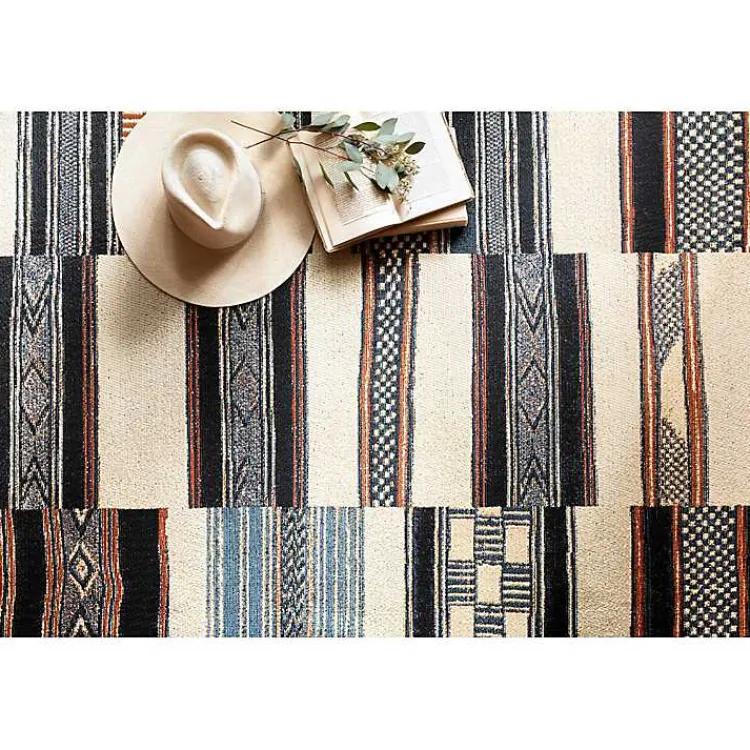 Kirklands Home Outdoor Rugs|Ivory and colored Tribal Outdoor Rug, 7x11 Multi