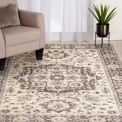 Kirklands Home Area Rugs|Ivory and Navy Laur Vintage Area Rug, 7x9