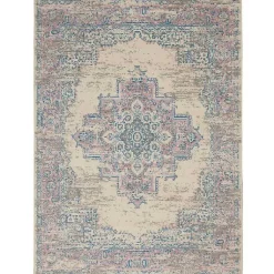 Kirklands Home Area Rugs|Ivory and Pink Central Medallion Area Rug, 5x7