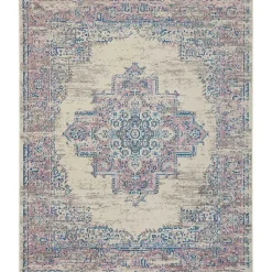 Kirklands Home Area Rugs|Ivory and Pink Central Medallion Area Rug, 7x9