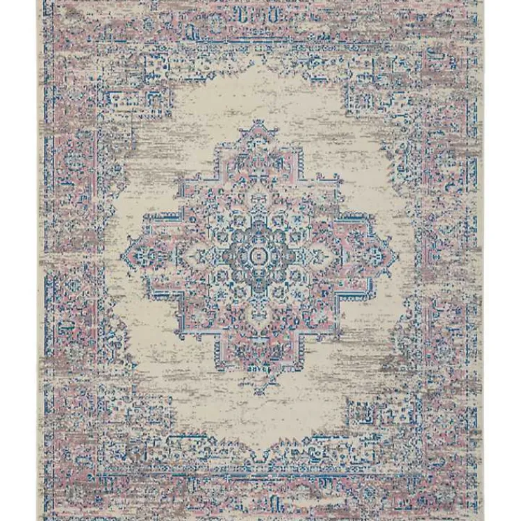 Kirklands Home Area Rugs|Ivory and Pink Central Medallion Area Rug, 7x9