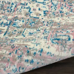 Kirklands Home Area Rugs|Ivory and Pink Central Medallion Area Rug, 7x9