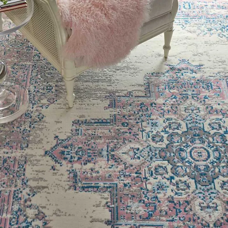 Kirklands Home Area Rugs|Ivory and Pink Central Medallion Area Rug, 7x9
