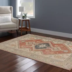 Kirklands Home Area Rugs|Ivory and Rust Traditional Motif Area Rug, 5x7