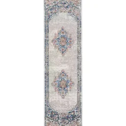 Kirklands Home Area Rugs|Ivory Antique Diamond Medallion Runner, 2x7