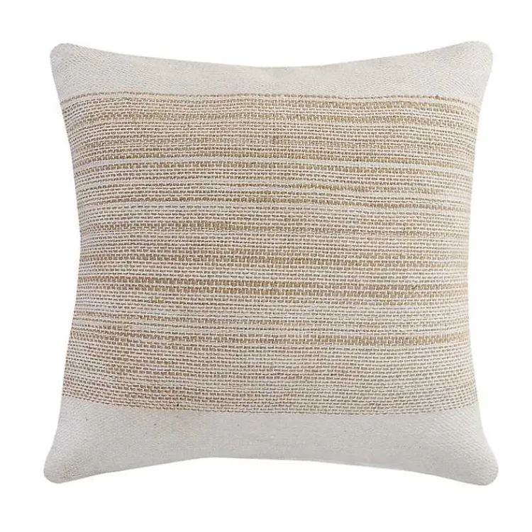 Ivory Border Natural Close Woven Jute Pillow Pillows