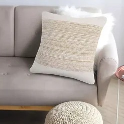 Ivory Border Natural Close Woven Jute Pillow Pillows