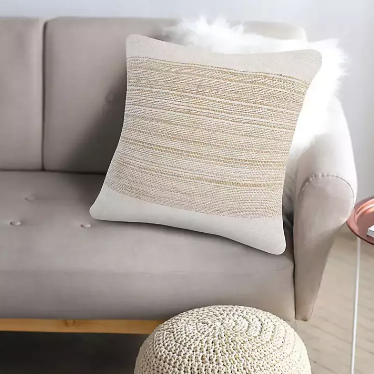 Ivory Border Natural Close Woven Jute Pillow Pillows