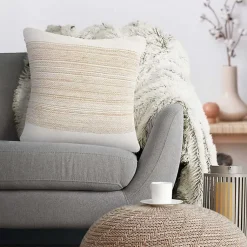 Ivory Border Natural Close Woven Jute Pillow Pillows