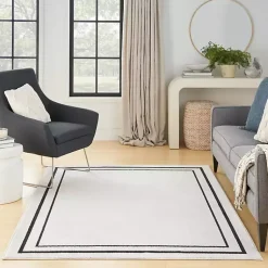 Kirklands Home Outdoor Rugs|Bordered Indoor/Outdoor Area Rug, 5x7 Ivory