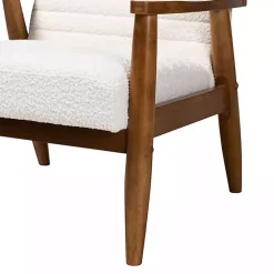 Kirklands Home Accent Chairs|Boucle & Wood Frame Accent Chair Ivory