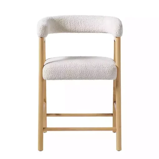 Kirklands Home Bar Stools & Counter Height Stools|Boucle Curved Back Ezra Counter Stool Ivory
