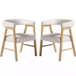 Kirklands Home Dining Chairs|Boucle Curved Ezra Dining Chairs, Set of 2 Ivory