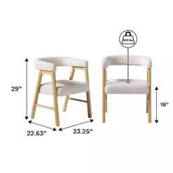 Kirklands Home Dining Chairs|Boucle Curved Ezra Dining Chairs, Set of 2 Ivory