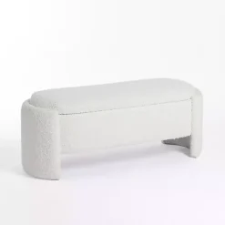 Kirklands Home Benches & Ottomans|Boucle Storage Bench Ivory