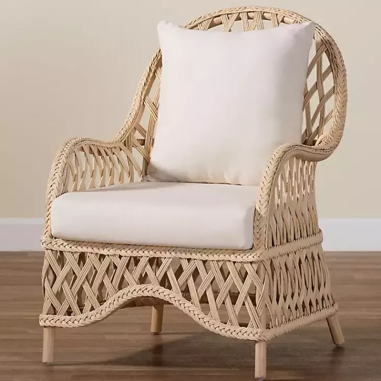 Kirklands Home Accent Chairs|Braided Rattan Accent Chair Ivory