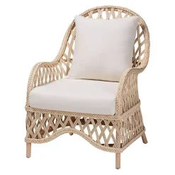 Kirklands Home Accent Chairs|Braided Rattan Accent Chair Ivory