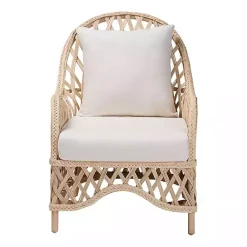 Kirklands Home Accent Chairs|Braided Rattan Accent Chair Ivory